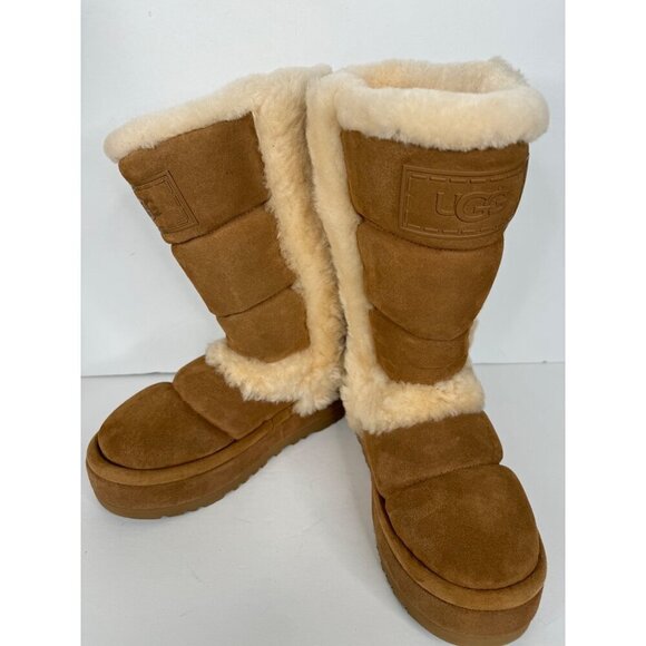 NEW UGG Classic Chillapeak Tall Platform Boots Suede in Chestnut US 8 EU 39 UK 6 - Picture 6 of 8